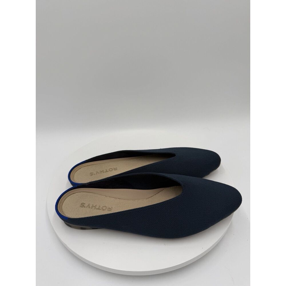 Rothy's The Almond Demi Mule Flats Womens Size 8.5 Navy Washable Knit - Picture 2 of 9